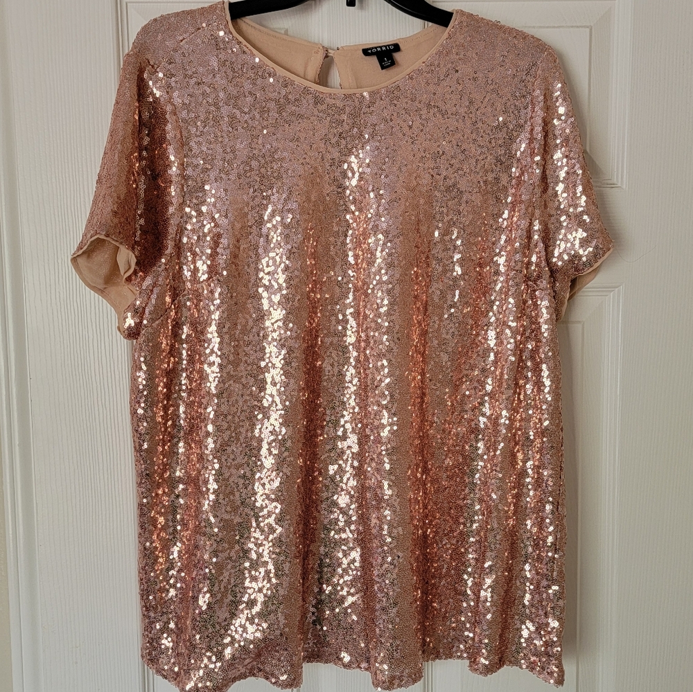 TORRID Rose Gold Sequin Top